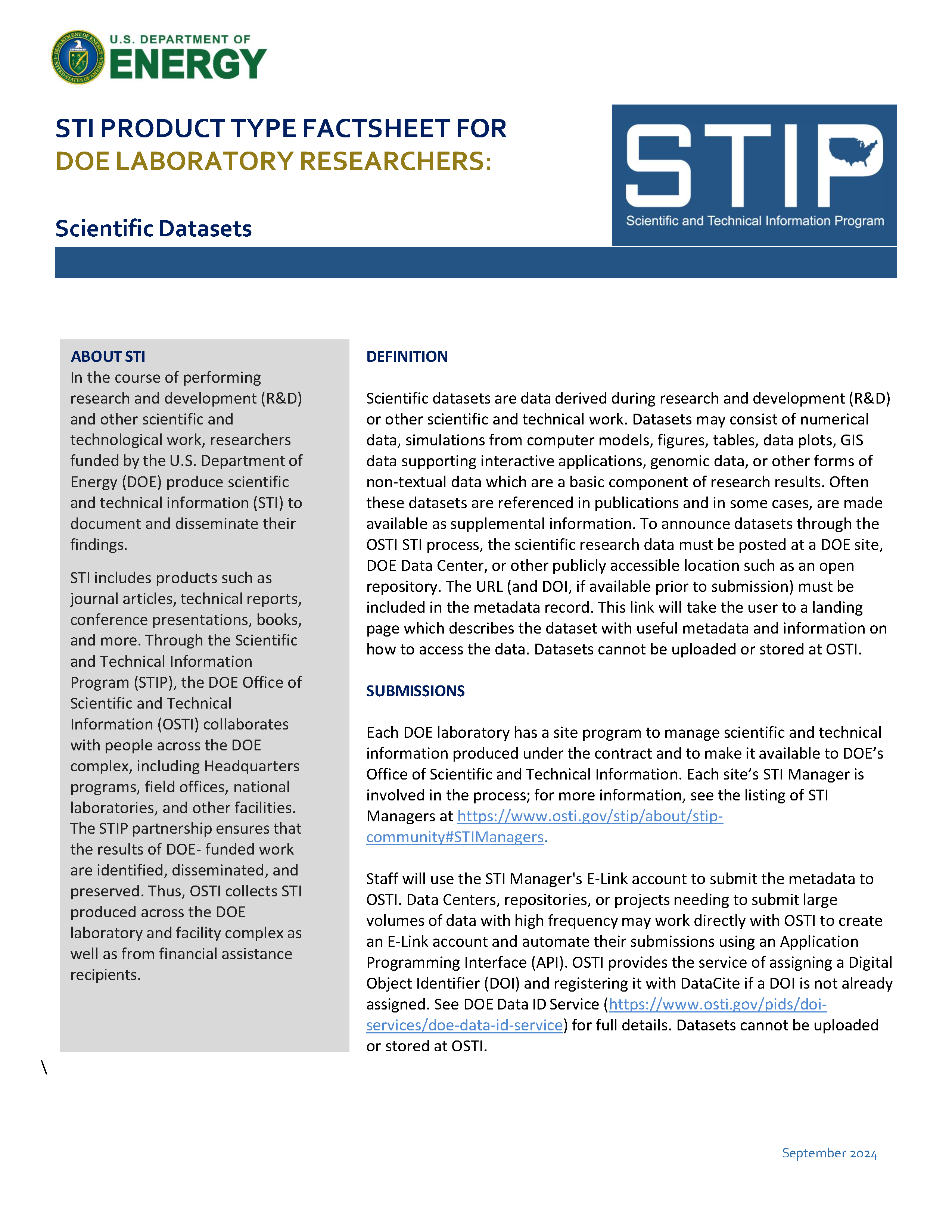 Scientific Datasets - Labs Page 1