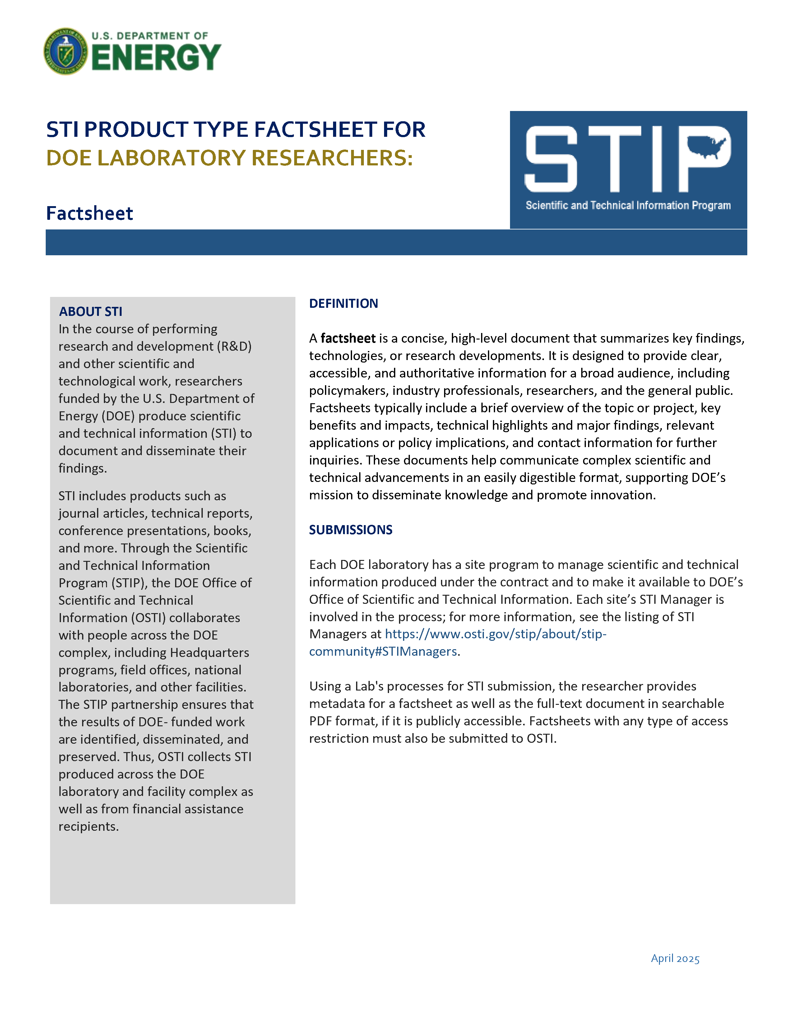 Factsheet – Labs Page 1